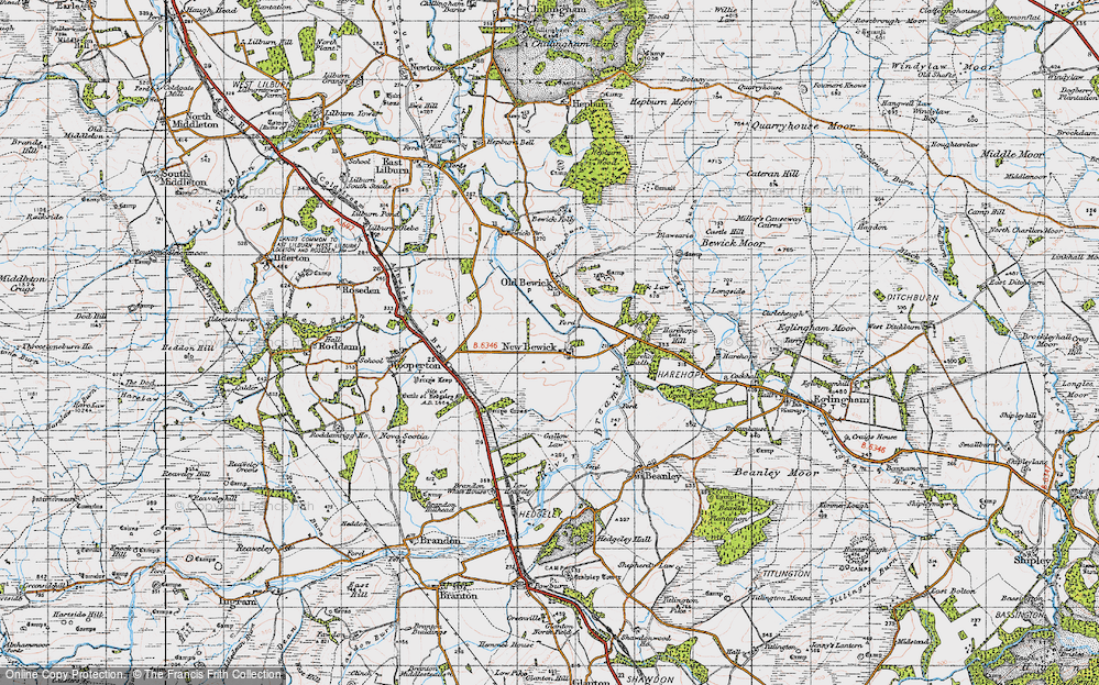 Old Map of Historic Map covering Tick Law in 1947