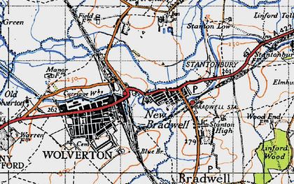 Old map of New Bradwell in 1946