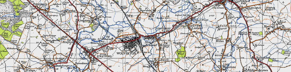 Old map of New Bradwell in 1946