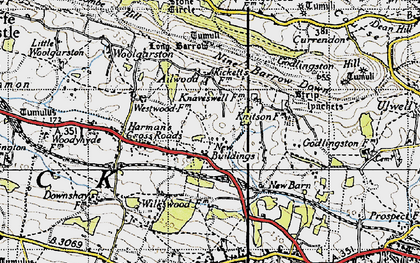 Old map of New Buildings in 1940
