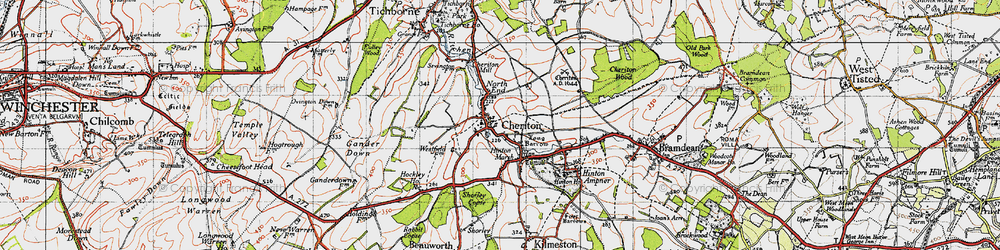 Old map of New Cheriton in 1945