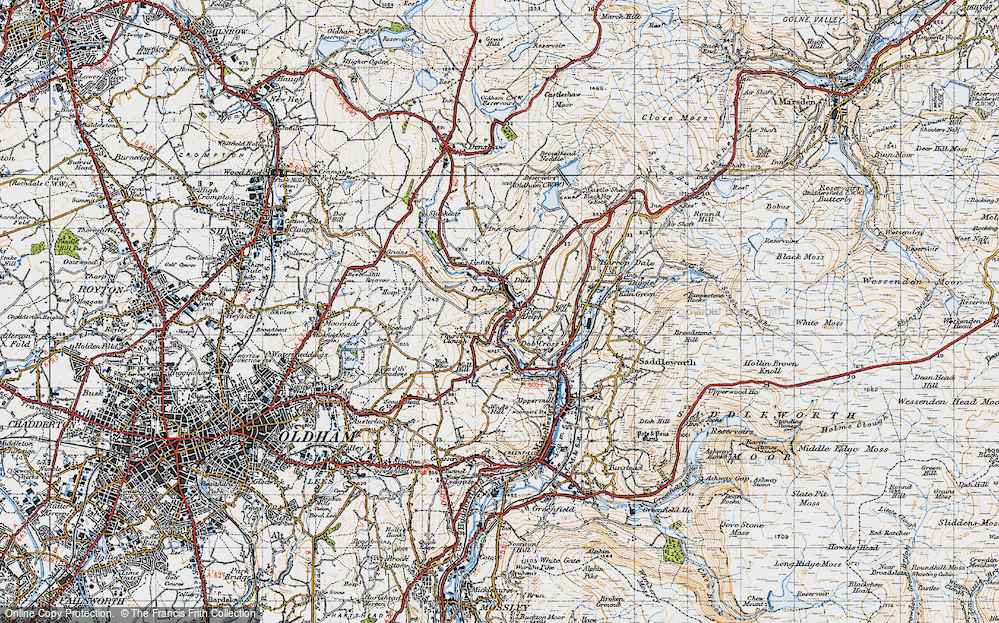 Old Map of New Delph, 1947 in 1947