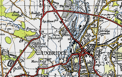 Old map of New Denham in 1945