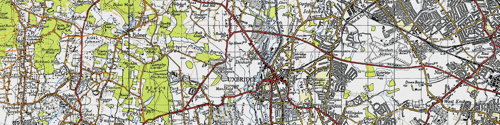 Old map of New Denham in 1945