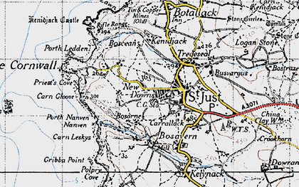 Old map of New Downs in 1946