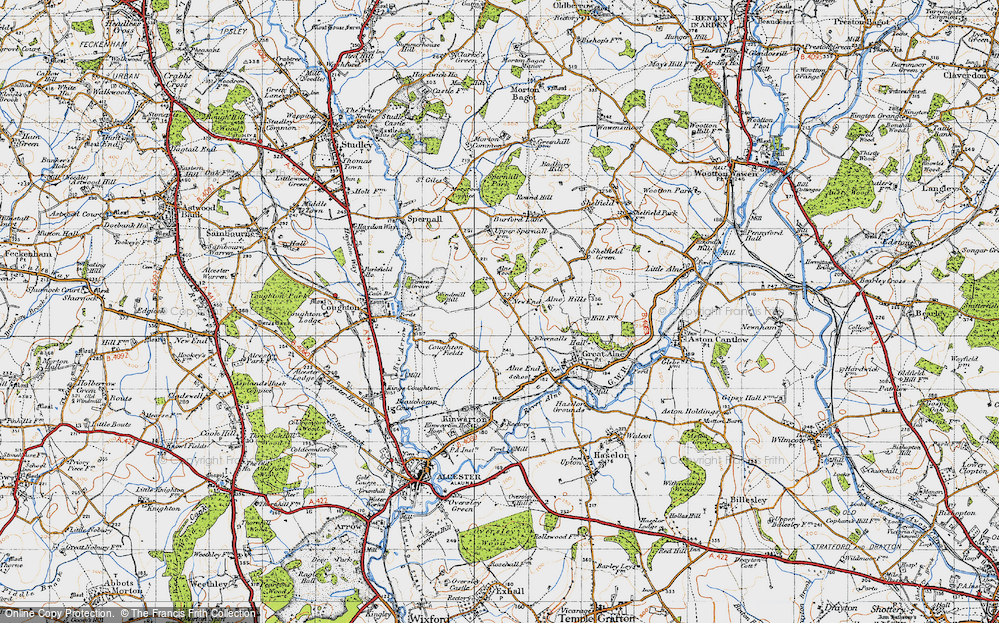 Old Map of Historic Map covering Alne Wood in 1947