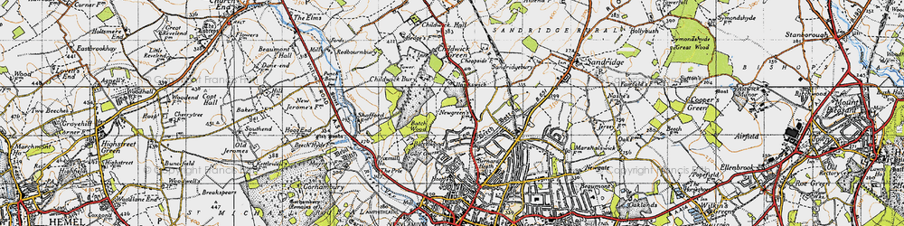 Old map of New Greens in 1946