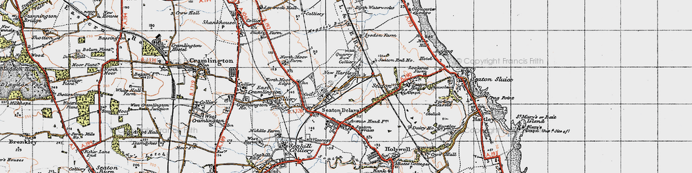 Old map of New Hartley in 1947