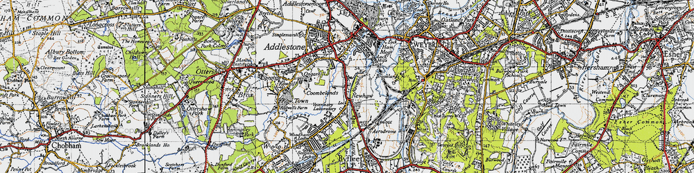 Old map of New Haw in 1940