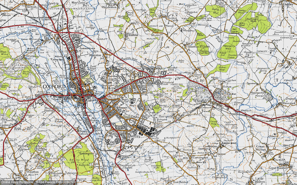 Old Map of Historic Map covering Shotover Hill in 1946