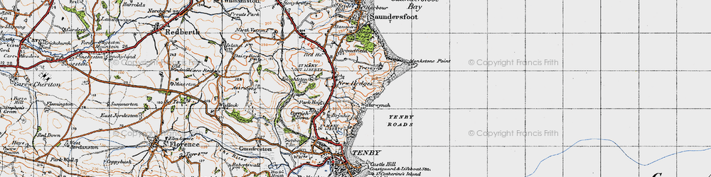 Old map of New Hedges in 1946