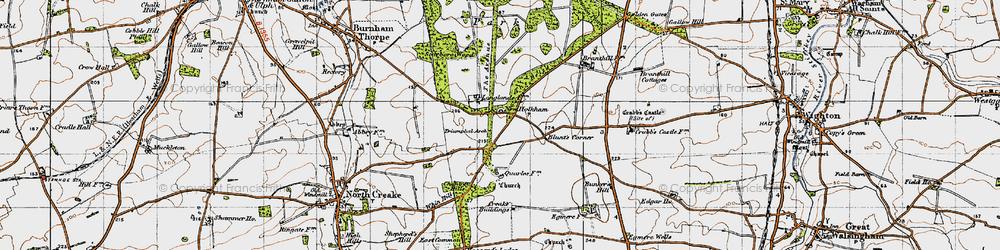Old map of Blunt's Corner in 1946