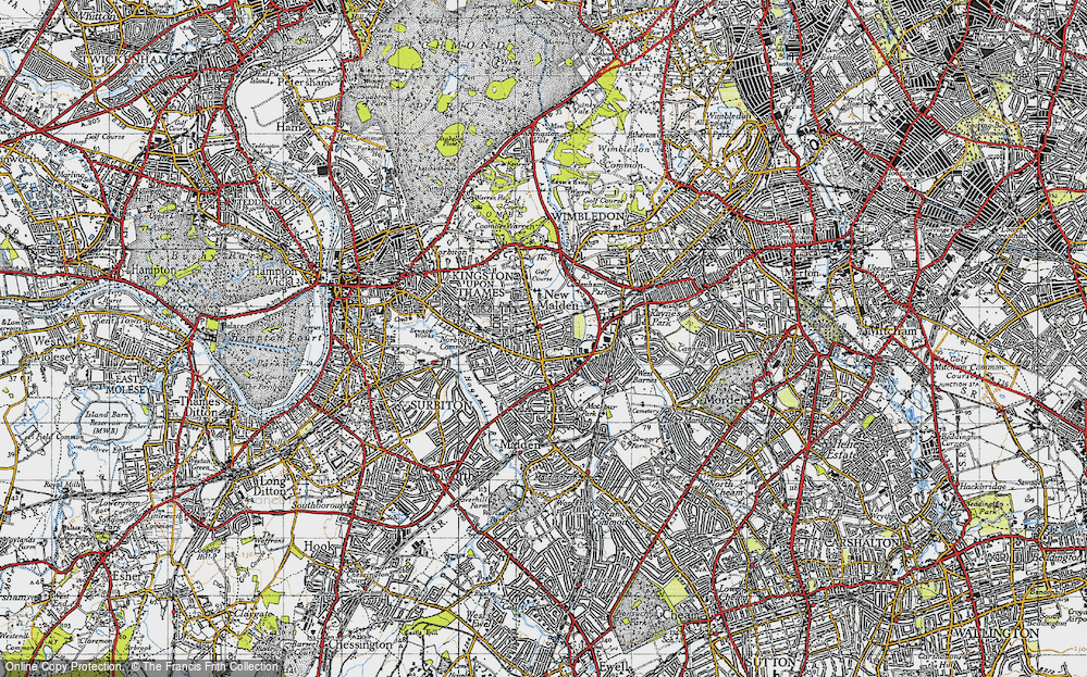 Old Map of New Malden, 1945 in 1945