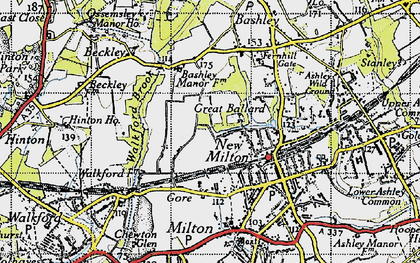 Old map of New Milton in 1940