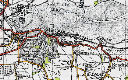 Old map of Brantham Hall in 1946