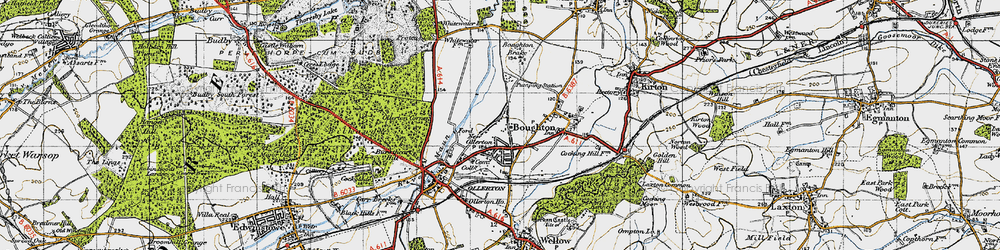 Old map of Boughton Brake in 1947