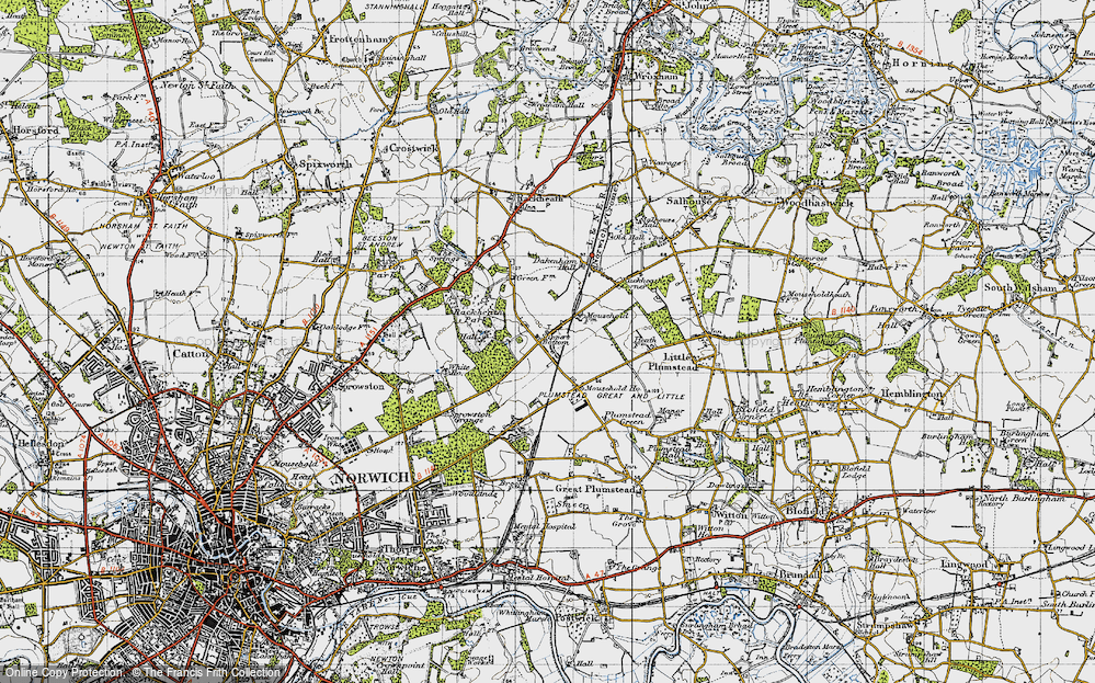 Old Map of New Rackheath, 1945 in 1945