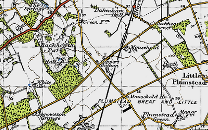 Old map of New Rackheath in 1945