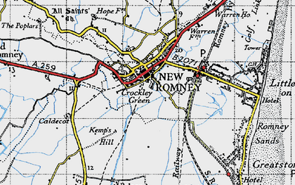 Old map of New Romney in 1940