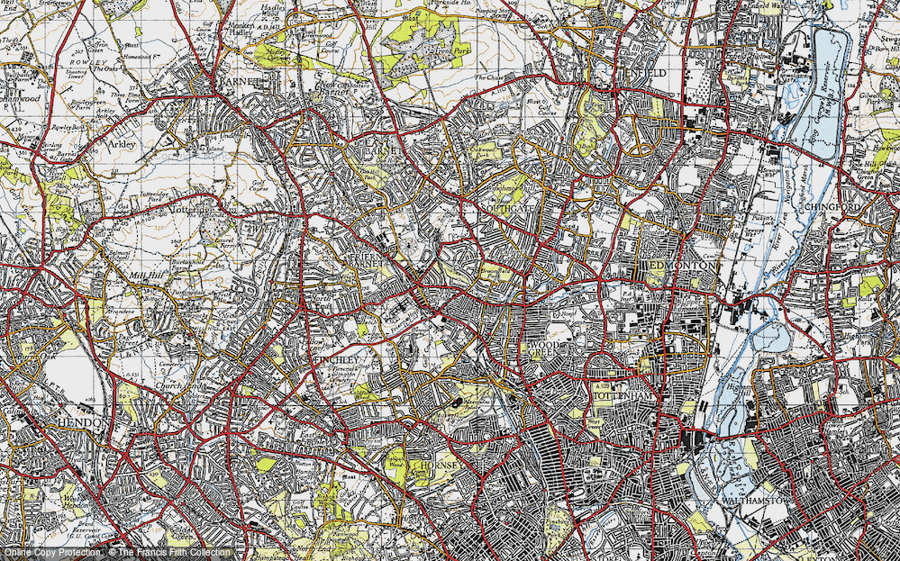 Old Map of New Southgate, 1945 in 1945