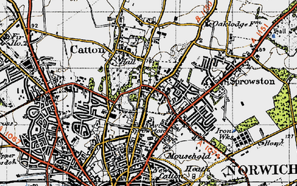 Old map of New Sprowston in 1945