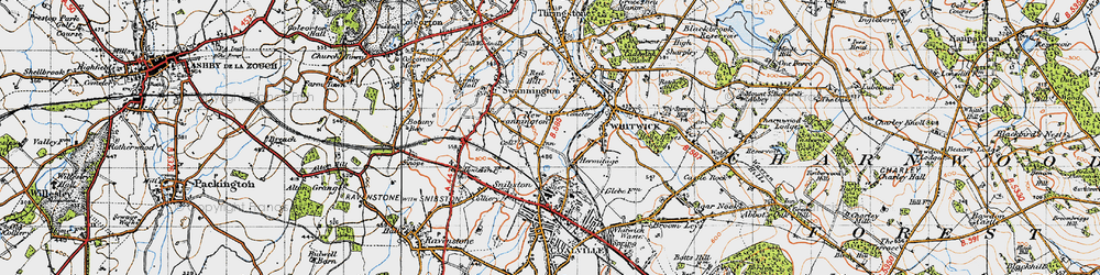 Old map of New Swannington in 1946