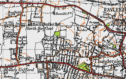 Old map of New Thundersley in 1945