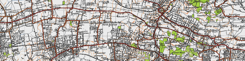 Old map of New Thundersley in 1945
