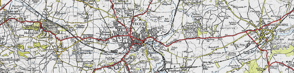 Old map of Tilly's Hill in 1945