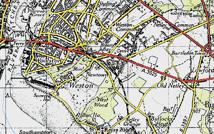 Old map of New Town in 1945