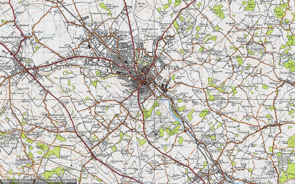 Old Map of Historic Map covering Luton Airport Parkway Sta in 1946