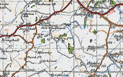 Old map of New Woodhouses in 1947