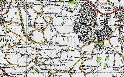 Old map of Newall Green in 1947