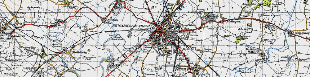 Old map of Newark-on-Trent in 1946