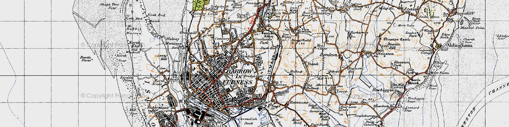 Old map of Newbarns in 1947