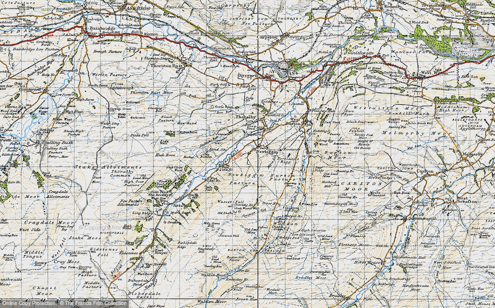Old Map of Historic Map covering Bishopdale in 1947