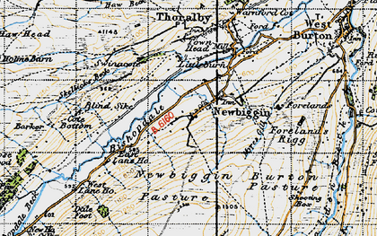 Old map of Barker in 1947
