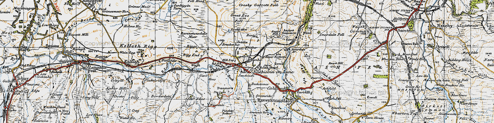 Old map of Newbiggin-on-Lune in 1947
