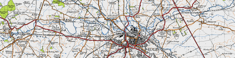 Old map of Newbold on Avon in 1946