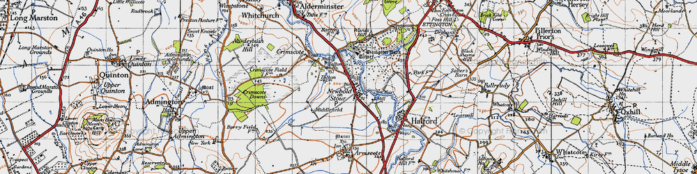 Old map of Newbold-on-Stour in 1946