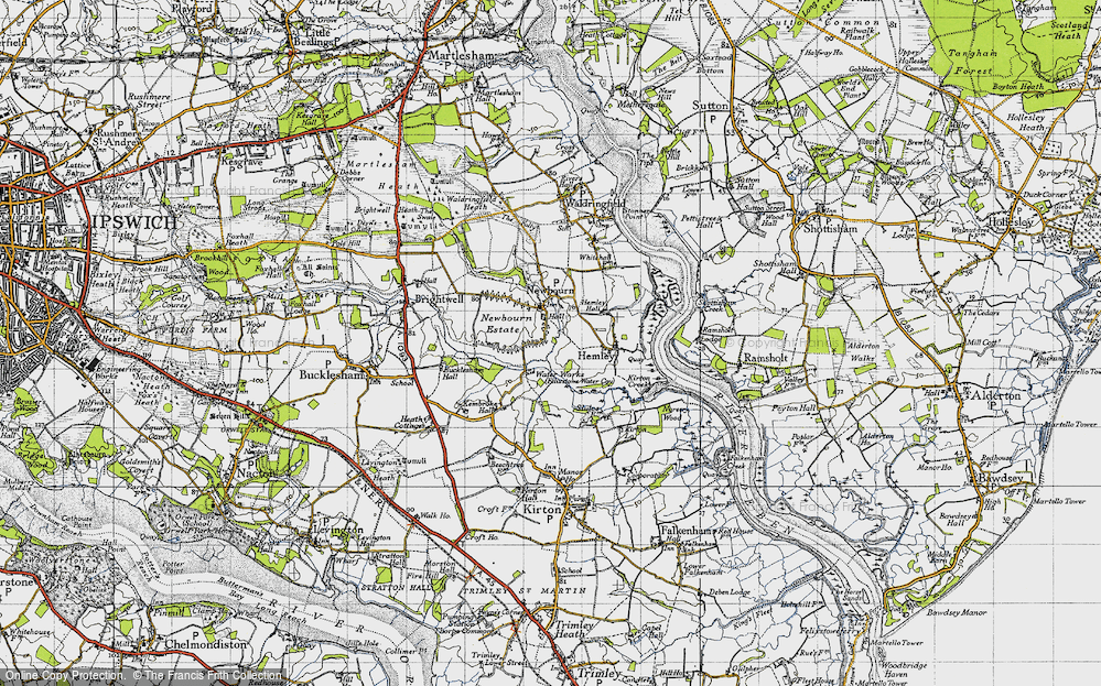 Old Map of Newbourne, 1946 in 1946