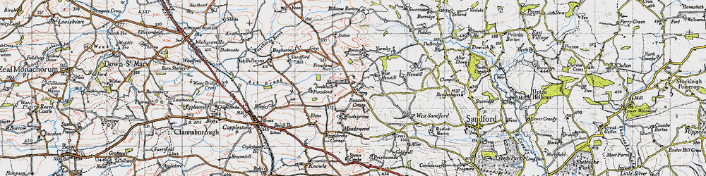 Old map of Beacon Cross in 1946