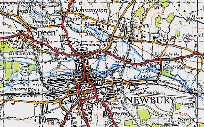 Old map of Newbury in 1945