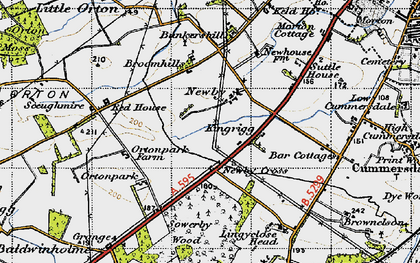 Old map of Newby Cross in 1947