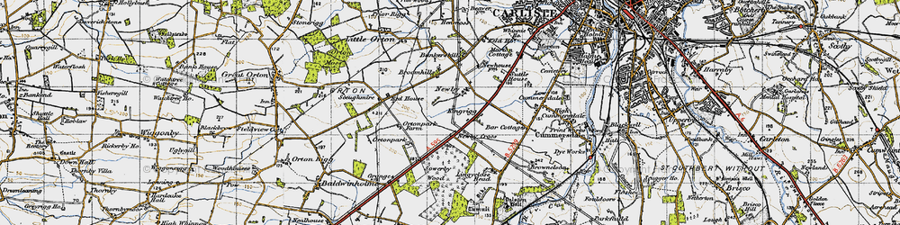 Old map of Newby Cross in 1947