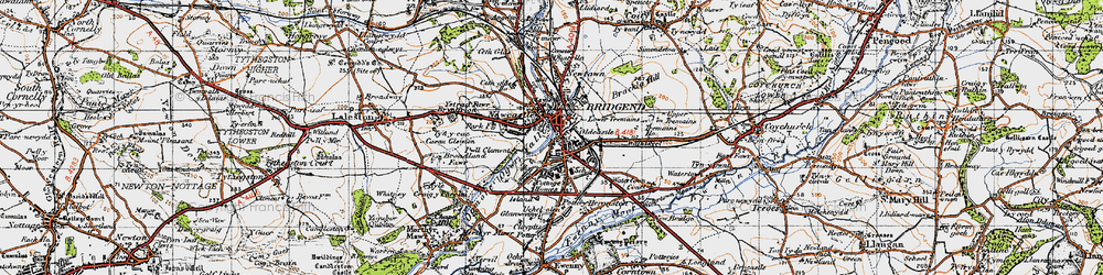 Old map of Ogmore River in 1947