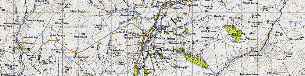 Old map of Newcastleton in 1947