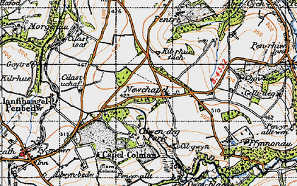 Old map of Newchapel in 1947