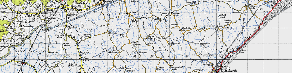 Old map of Romney Marsh in 1940