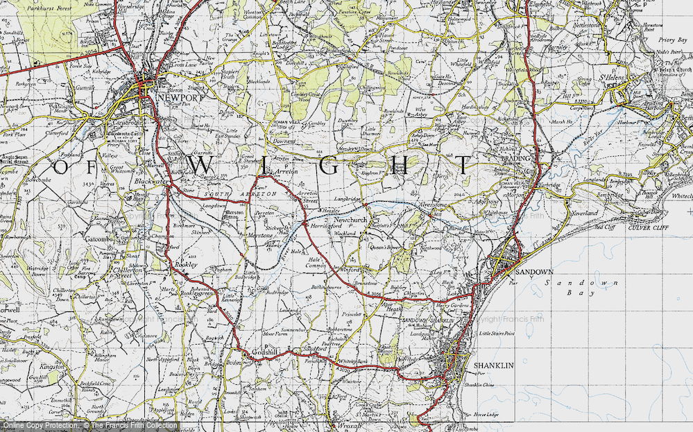 Old Map of Historic Map covering Langbridge in 1945